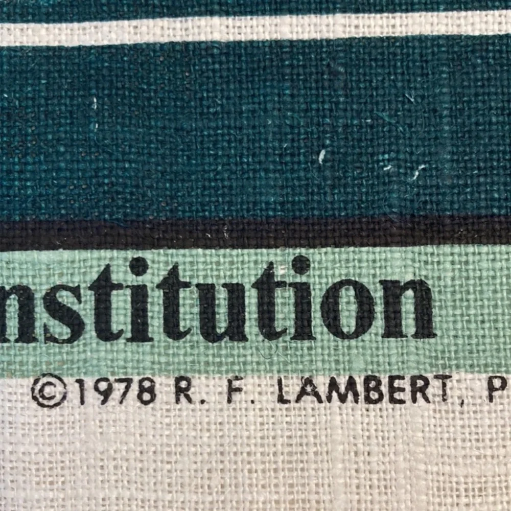 1970s 2 unused linen kitchen towels, Old Ironsides, USS Constitution, with poem